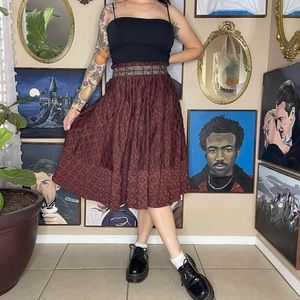 Maeve burgundy brown texture skirt